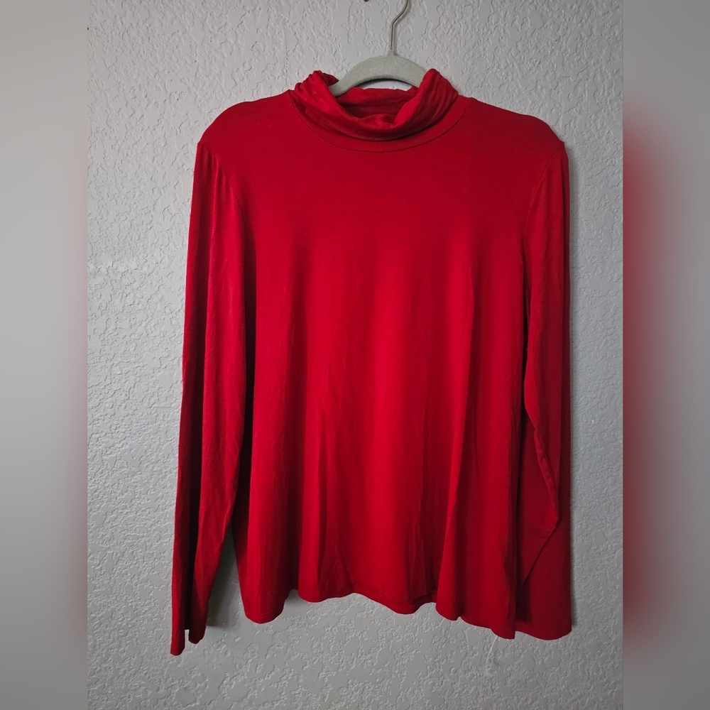 Eileen Fisher Red Long Sleeve Turtleneck Top Size XL